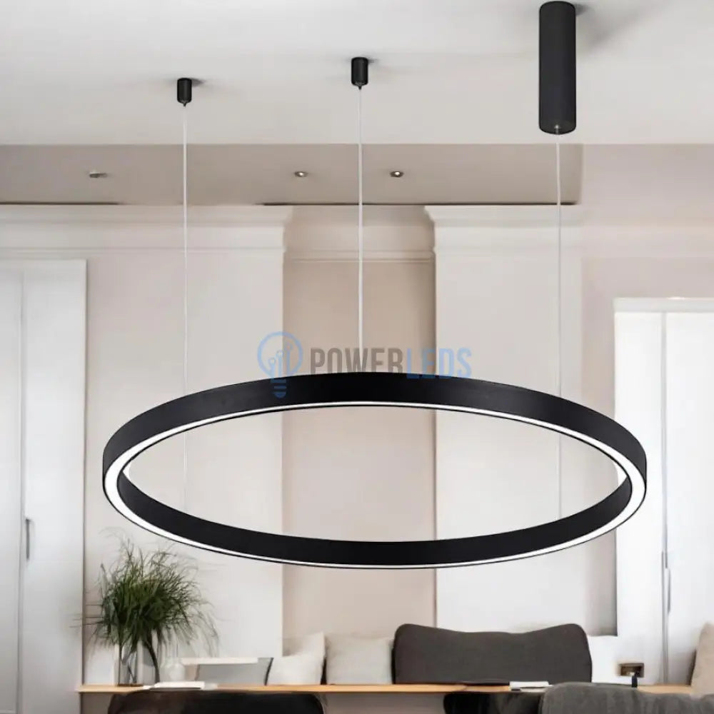 Lustra LED Suspendata TULLIO 60cm Black 1 Segment Echivalent 300W powerleds.ro