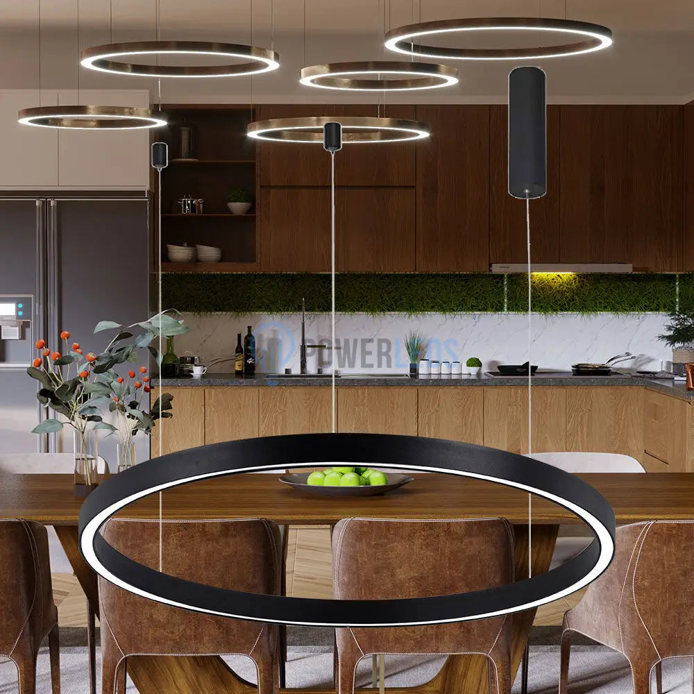 Lustra LED Suspendata TULLIO 60cm Black 1 Segment Echivalent 300W powerleds.ro