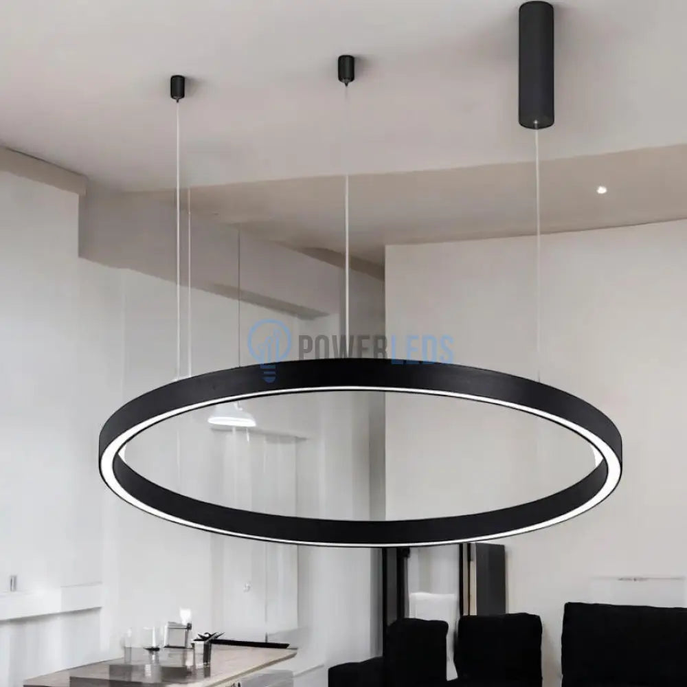 Lustra LED Suspendata TULLIO 60cm Black 1 Segment Echivalent 300W powerleds.ro