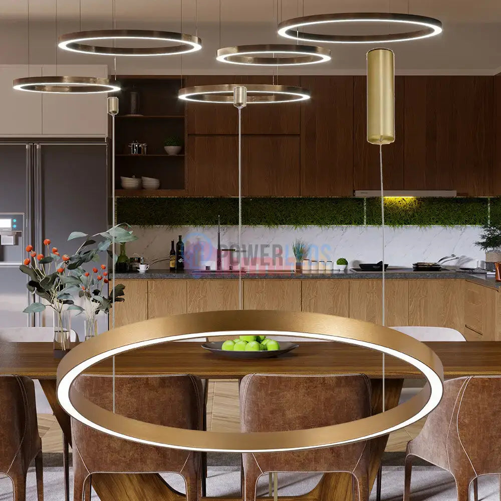 Lustra LED Suspendata TULLIO 60cm Gold 1 Segment Echivalent 300W powerleds.ro