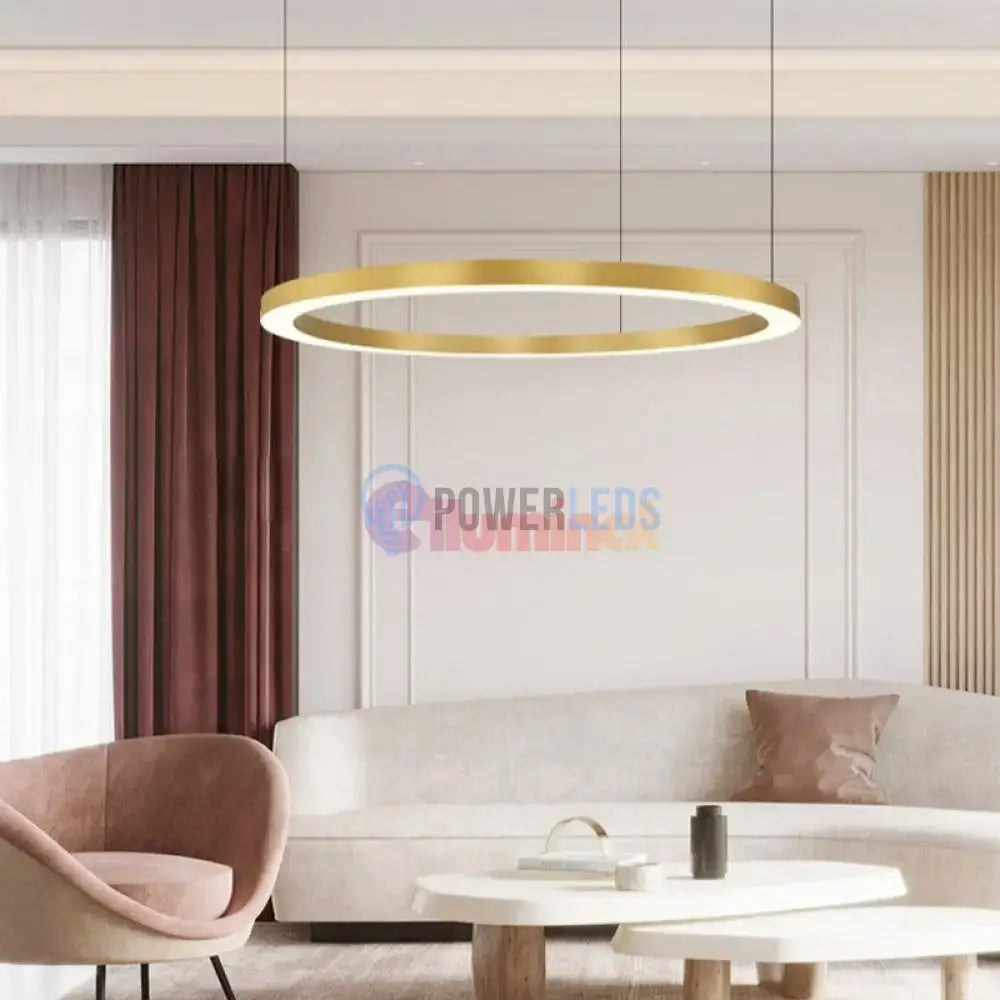 Lustra LED Suspendata TULLIO 60cm Gold 1 Segment Echivalent 300W powerleds.ro