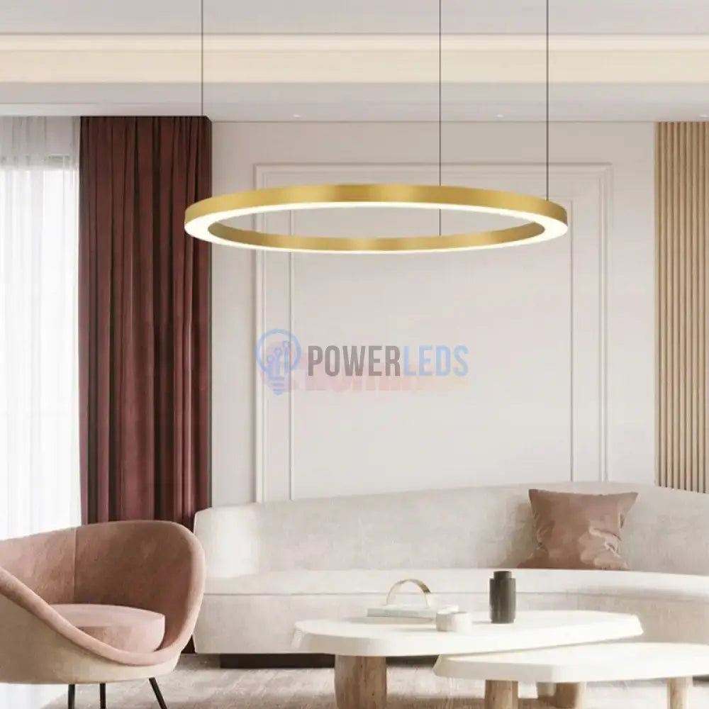 Lustra LED Suspendata TULLIO 60cm Gold 1 Segment Echivalent 300W AURIE / SUSPENDATE / 60CM Lighting Fixtures