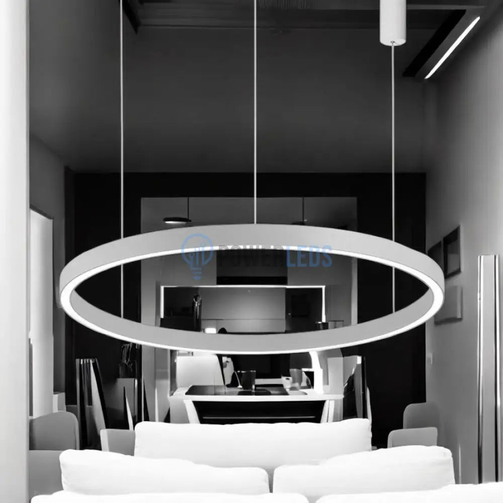 Lustra LED Suspendata TULLIO 60cm White 1 Segment Echivalent 300W powerleds.ro