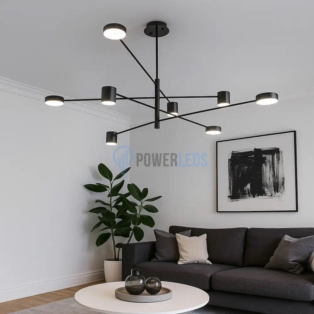 Lustra LED Suspendata Zeyra Black Echivalent 1000W Telecomanda Lighting Fixtures