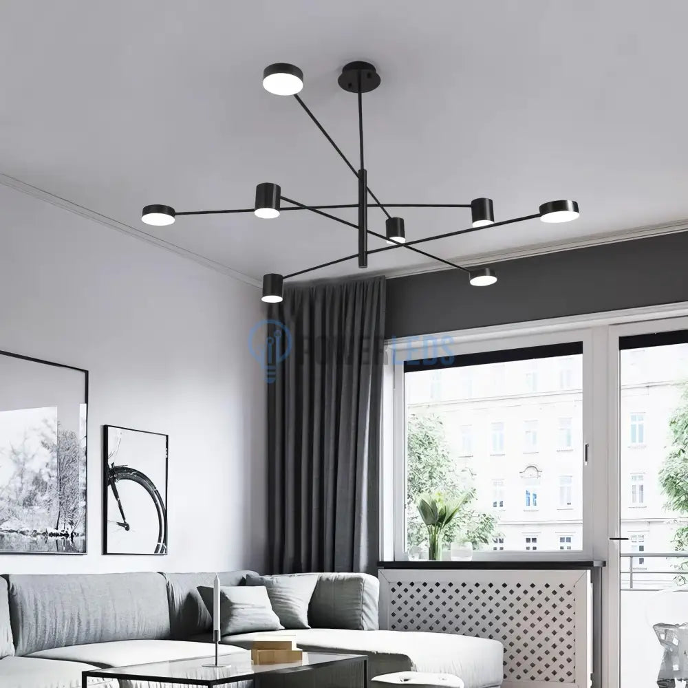Lustra LED Suspendata Zeyra Black Echivalent 1000W Telecomanda Lighting Fixtures
