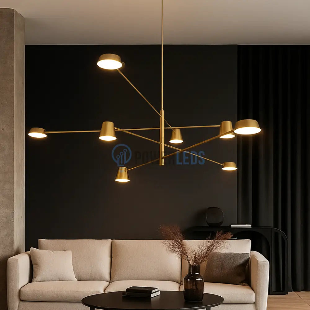 Lustra LED Suspendata Zeyra Gold Echivalent 1000W Telecomanda Lighting Fixtures