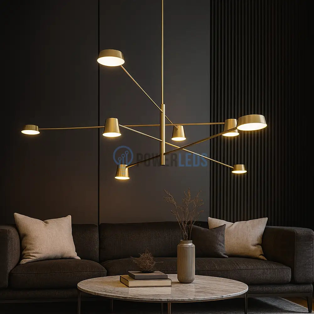 Lustra LED Suspendata Zeyra Gold Echivalent 1000W Telecomanda Lighting Fixtures