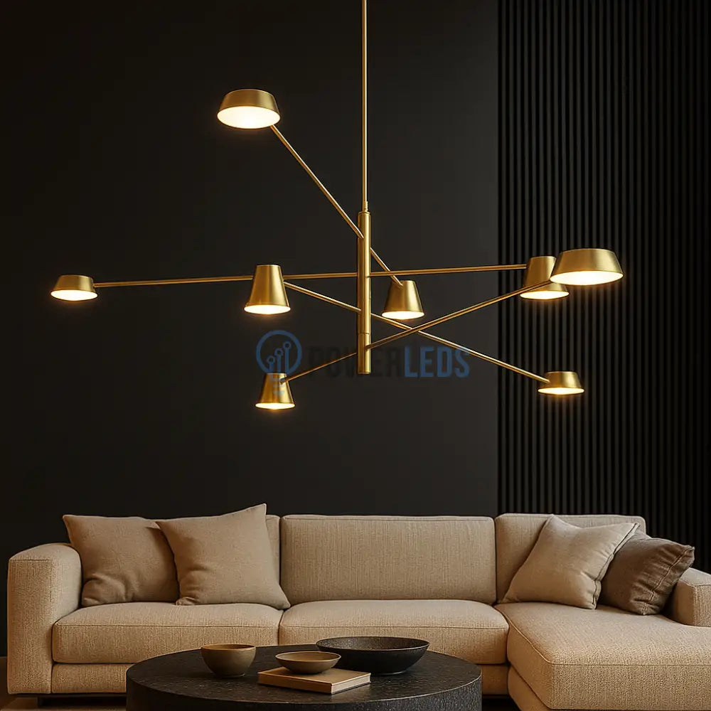 Lustra LED Suspendata Zeyra Gold Echivalent 1000W Telecomanda Lighting Fixtures
