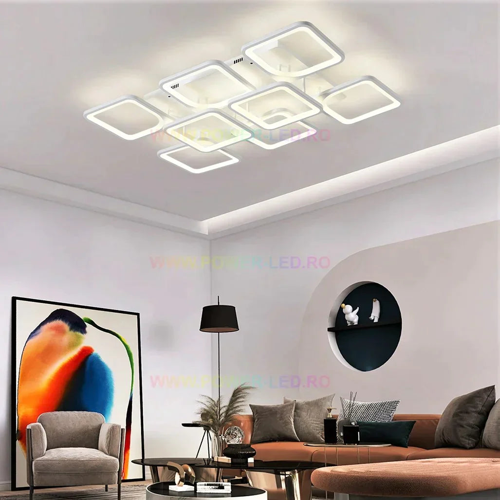 Lustra LED SQUARE SUPREM Alb Echivalent 1200W Telecomanda