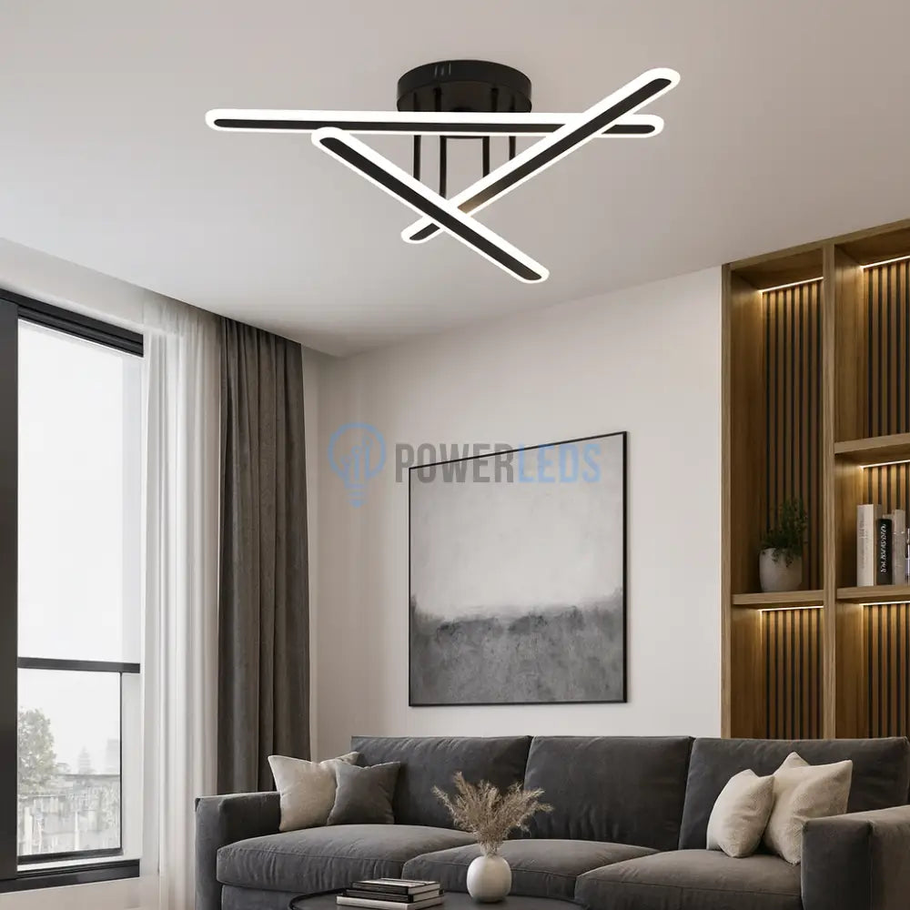 Lustra LED Tenzo Neagra 3 Linii Echivalent 400W Telecomanda powerleds.ro