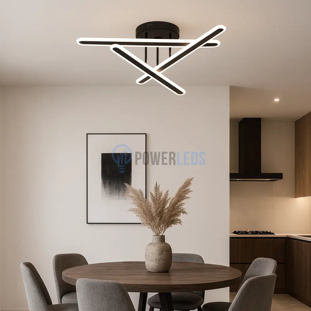 Lustra LED Tenzo Neagra 3 Linii Echivalent 400W Telecomanda powerleds.ro