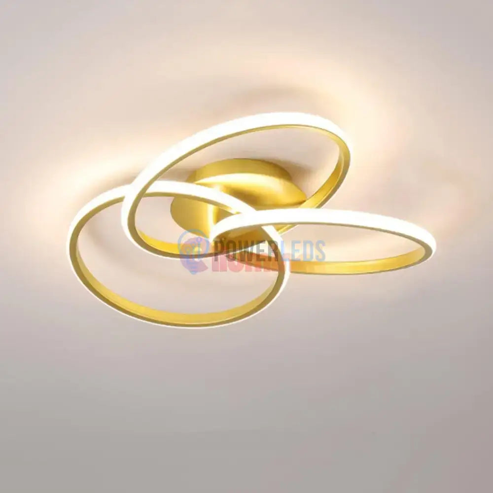Lustra LED Three RINGS Gold Echivalent 400W cu Telecomanda powerleds.ro