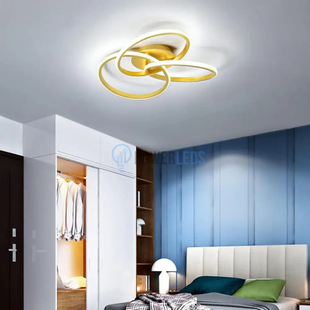 Lustra Led Three Rings Gold Echivalent 400W Cu Telecomanda Lighting Fixtures