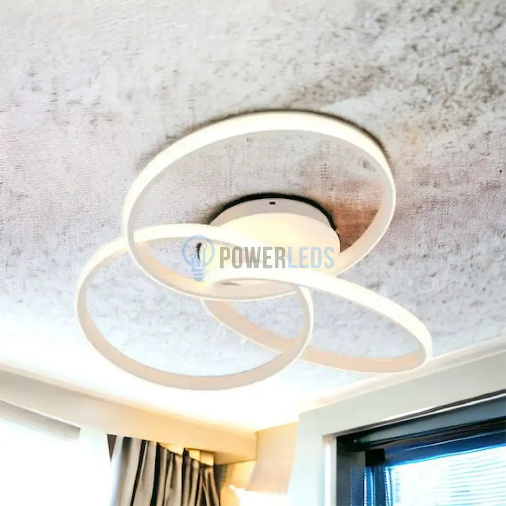Lustra Led Three Rings White Echivalent 400W Cu Telecomanda Lighting Fixtures