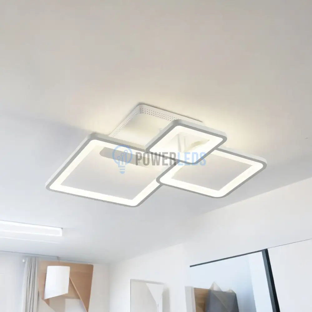 Lustra Led Three Square Alb Echivalent 400W Telecomanda Lighting Fixtures