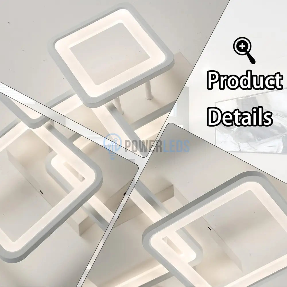 Lustra Led Three Square Alb Echivalent 400W Telecomanda Lighting Fixtures