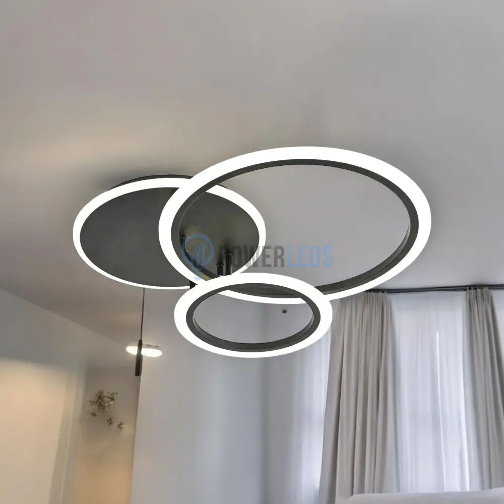 Lustra Led Two Black Circle Design Telecomanda Echivalent 400W Lighting Fixtures