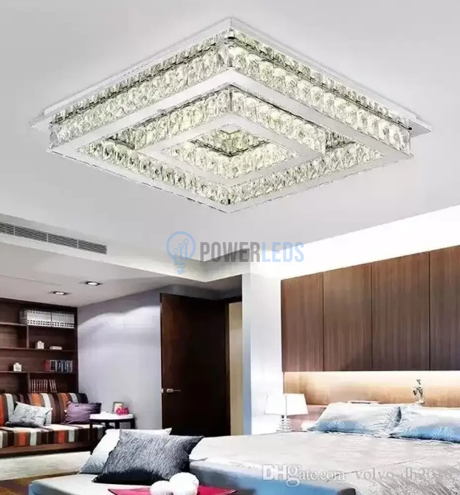 Lustra Led 112W Two Square Cristal Telecomanda Chandeliers Crystal