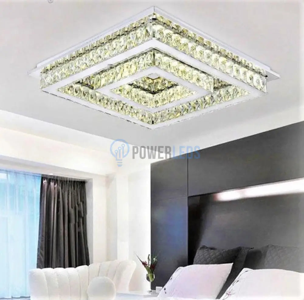 Lustra Led 112W Two Square Cristal Telecomanda Chandeliers Crystal