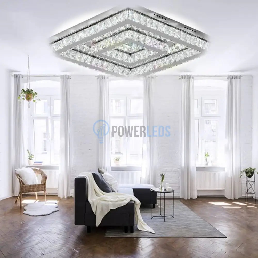 Lustra Led 112W Two Square Cristal Telecomanda Chandeliers Crystal