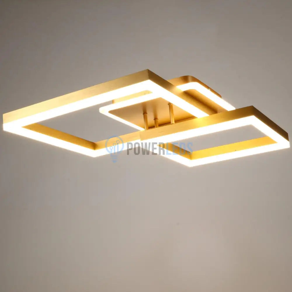 Lustra Led Two Square Gold Echivalent 600W Telecomanda Lighting Fixtures