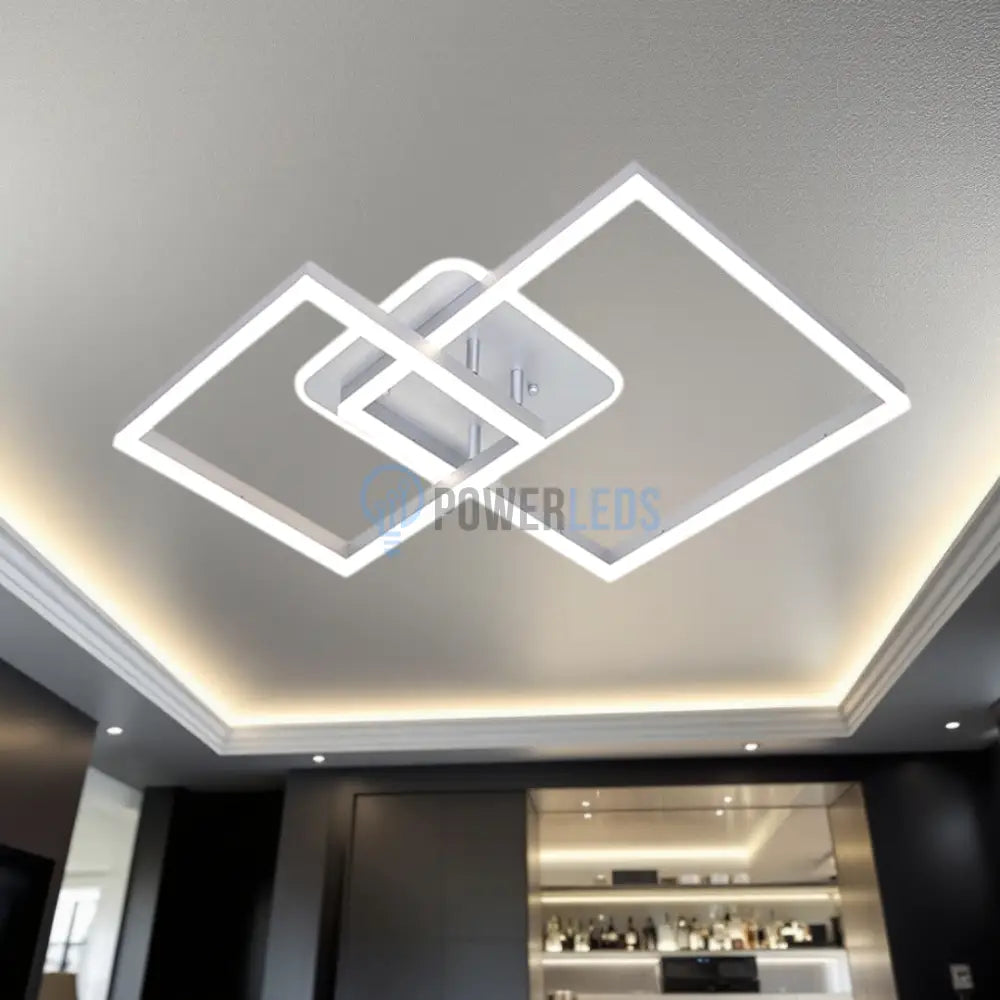 Lustra LED TWO SQUARE SILVER Echivalent 600W Telecomanda SILVER / SQUARE DESIGN Lighting Fixtures