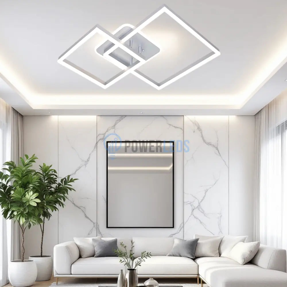 Lustra LED TWO SQUARE SILVER Echivalent 600W Telecomanda SILVER / SQUARE DESIGN Lighting Fixtures