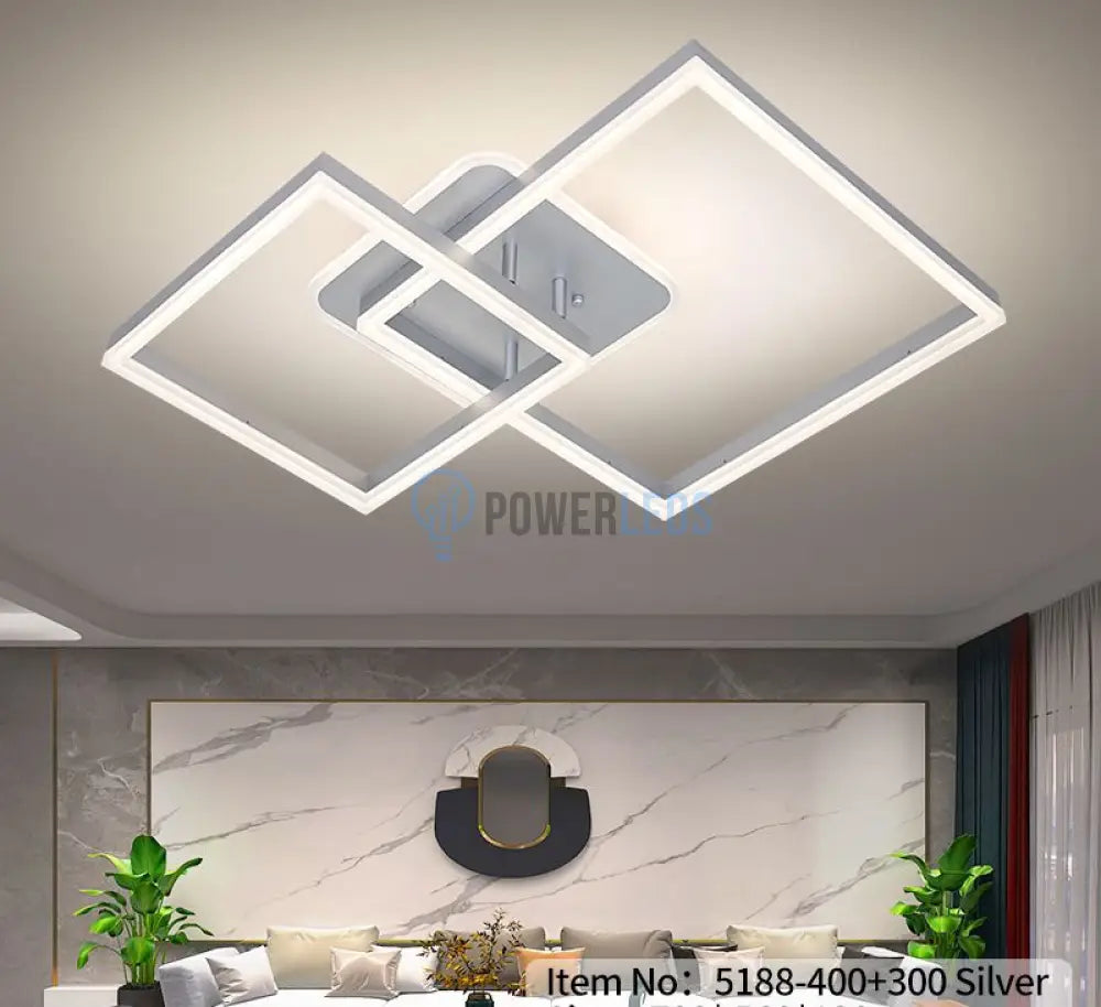 Lustra LED TWO SQUARE SILVER Echivalent 600W Telecomanda SILVER / SQUARE DESIGN Lighting Fixtures