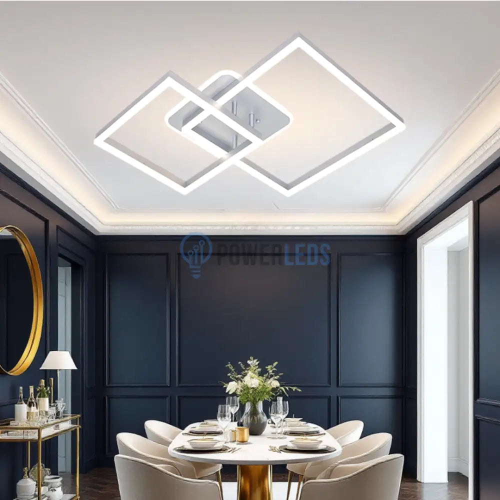 Lustra LED TWO SQUARE SILVER Echivalent 600W Telecomanda SILVER / SQUARE DESIGN Lighting Fixtures