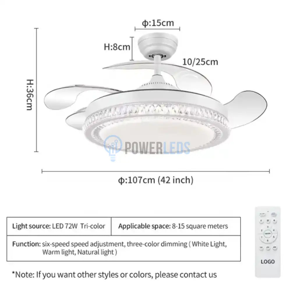 Lustra Led Ventilator 120W Pale Pliabile Cu Telecomanda Lighting Fixtures