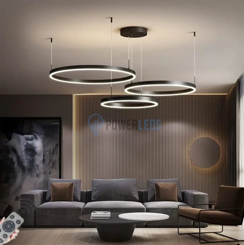 Lustra Led 160W Wonderland Black 3 Segmente Mobile Telecomanda - 30 + 40 + 60Cm Chandeliers