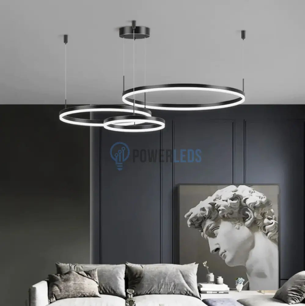Lustra Led 160W Wonderland Black 3 Segmente Mobile Telecomanda - 30 + 40 + 60Cm Chandeliers