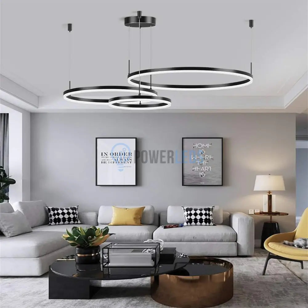 Lustra Led 160W Wonderland Black 3 Segmente Mobile Telecomanda - 30 + 40 + 60Cm Chandeliers