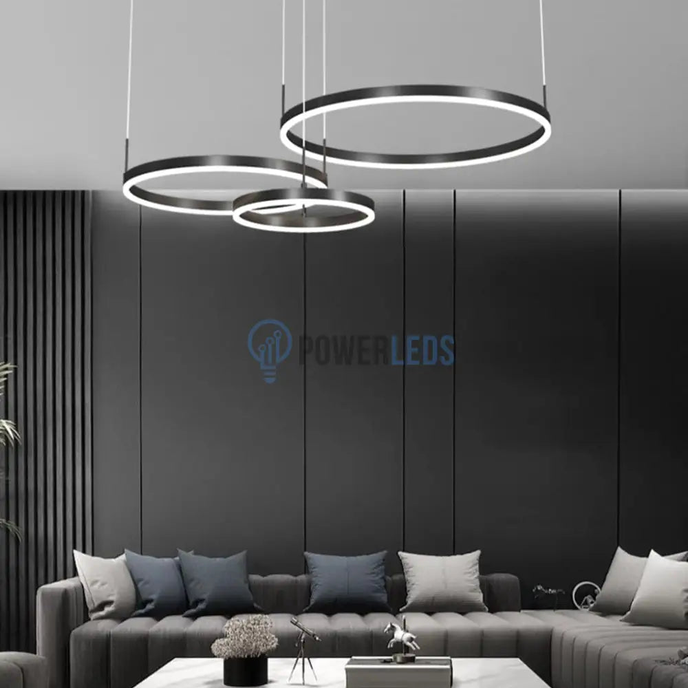 Lustra Led 160W Wonderland Black 3 Segmente Mobile Telecomanda - 30 + 40 + 60Cm Chandeliers
