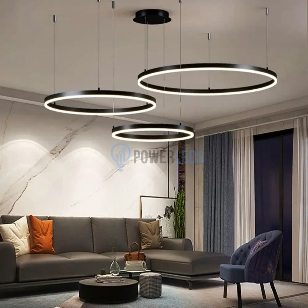 Lustra Led Wonderland Black 3 Segmente Mobile Telecomanda - 30 + 40 + 60Cm Chandeliers