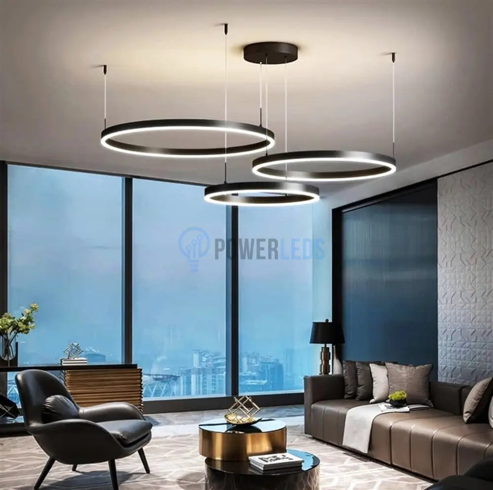 Lustra Led 160W Wonderland Black 3 Segmente Mobile Telecomanda - 30 + 40 + 60Cm Chandeliers
