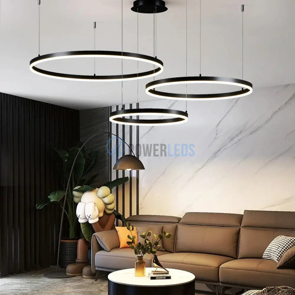 Lustra Led Wonderland Black 3 Segmente Mobile Telecomanda - 30 + 40 + 60Cm Chandeliers
