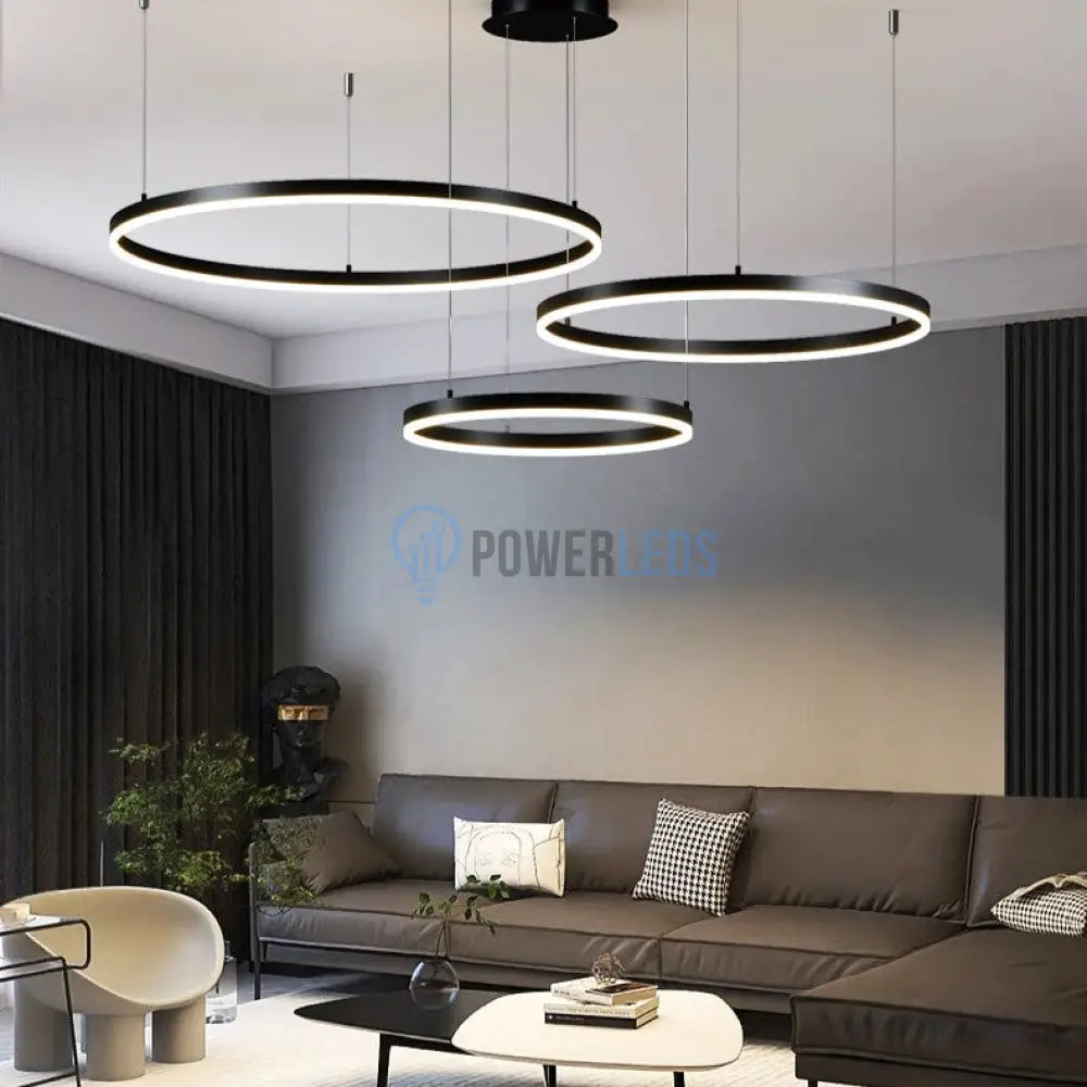 Lustra Led Wonderland Black 3 Segmente Mobile Telecomanda - 30 + 40 + 60Cm Chandeliers