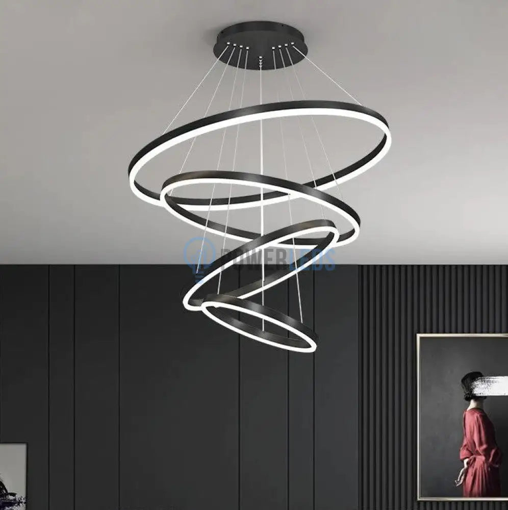 Lustra Led 288W Wonderland Black 4 Segmente Echivalent 1000W Chandeliers