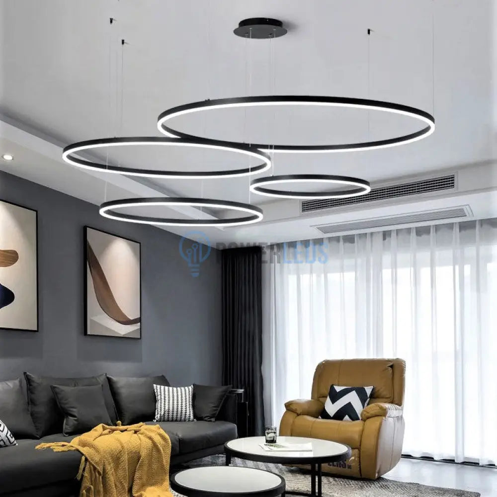 Lustra Led 226W Wonderland Black 4 Segmente Mobile Telecomanda Chandeliers