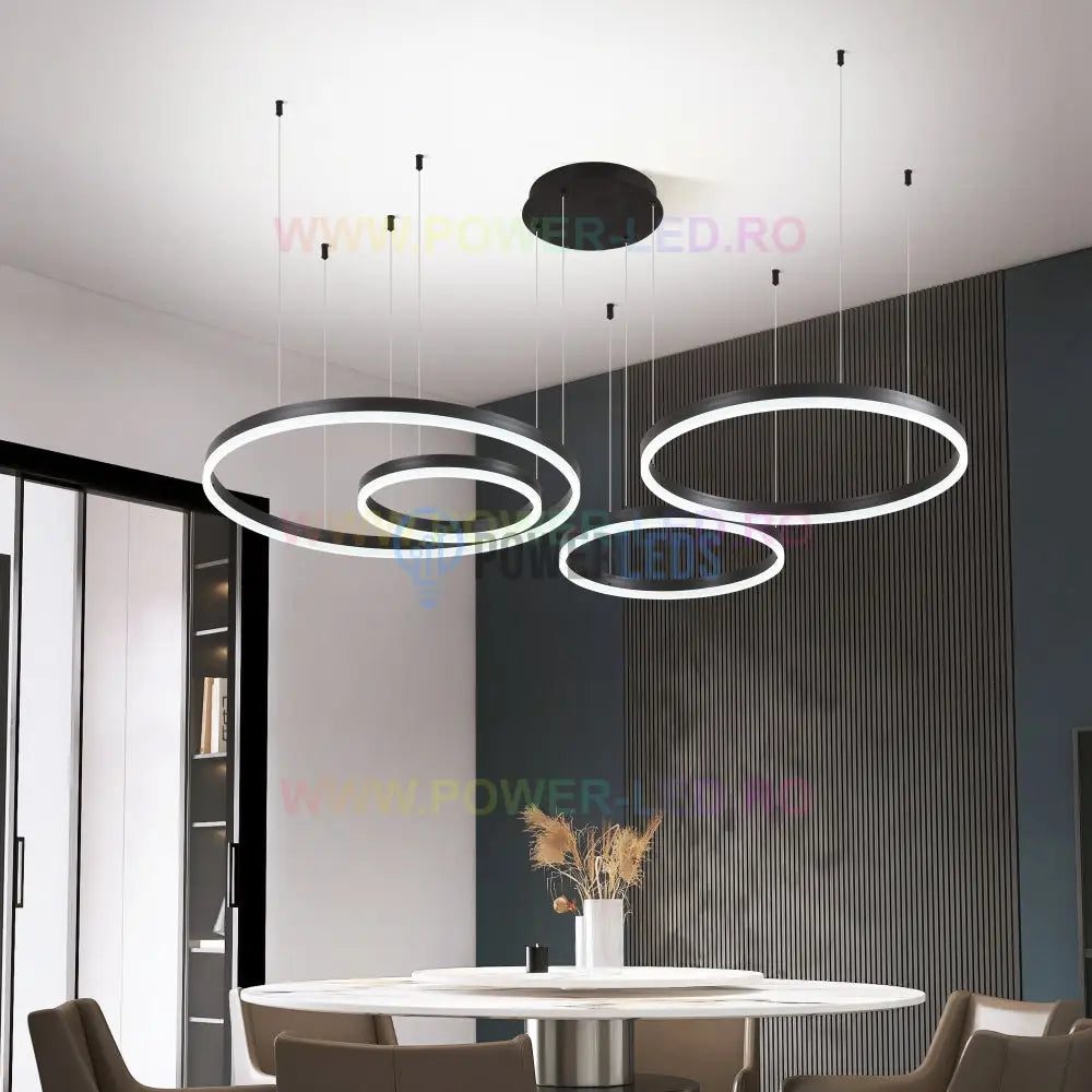 Lustra Led 226W Wonderland Black 4 Segmente Mobile Telecomanda Chandeliers