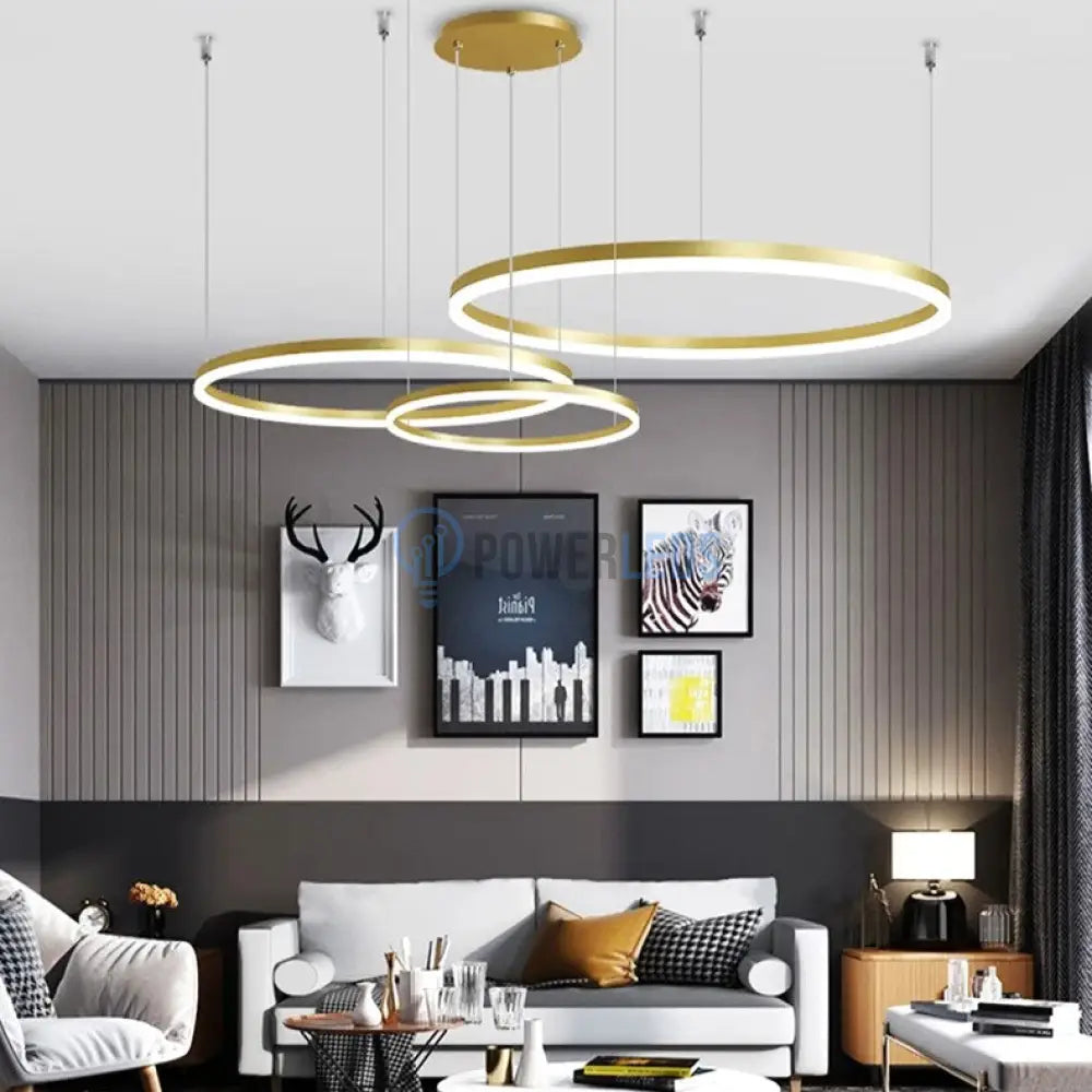 Lustra Led Wonderland Gold 3 Segmente Mobile Telecomanda - 30 + 40 + 60Cm Chandeliers