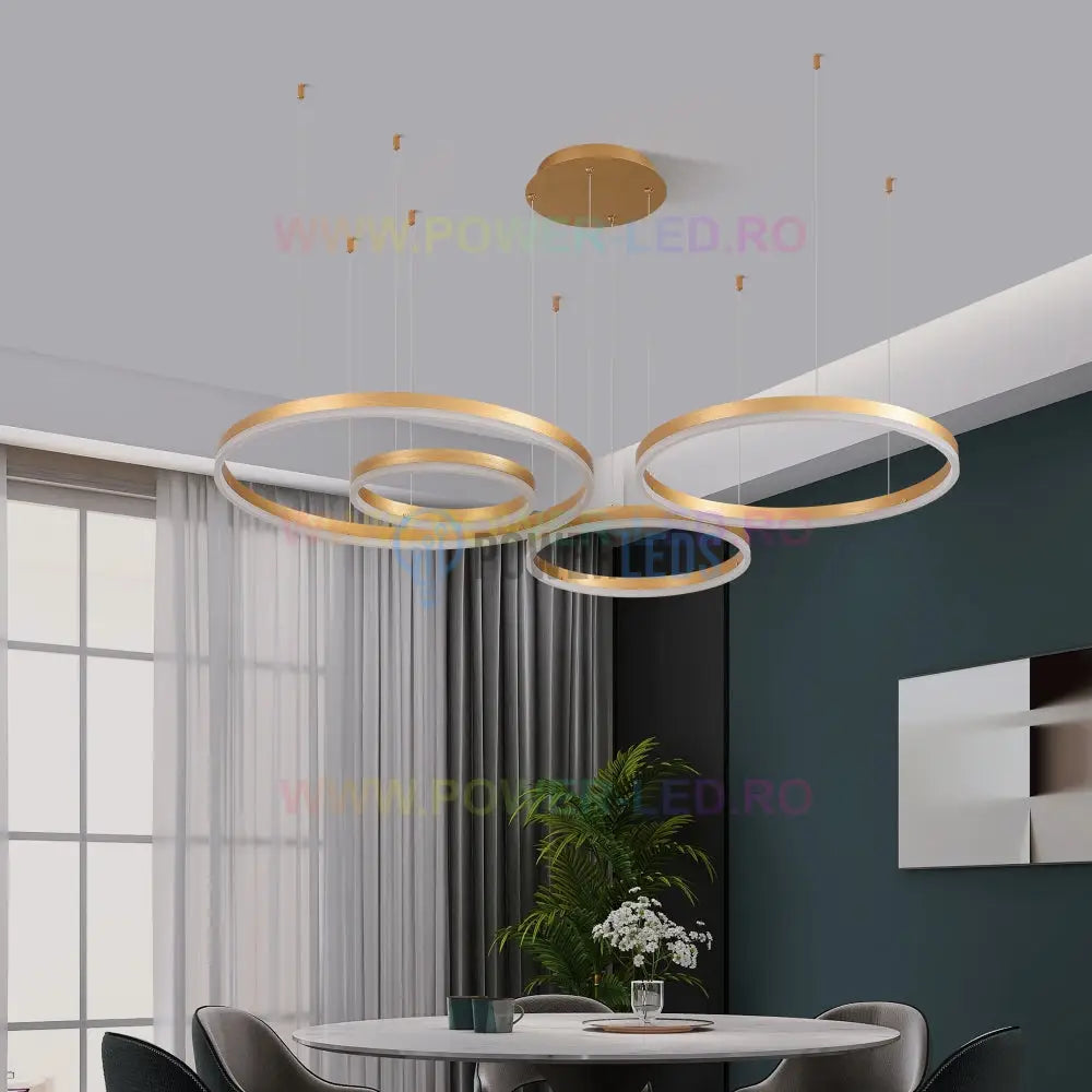 Lustra Led 226W Wonderland Gold 4 Segmente Mobile Telecomanda Lighting Fixtures