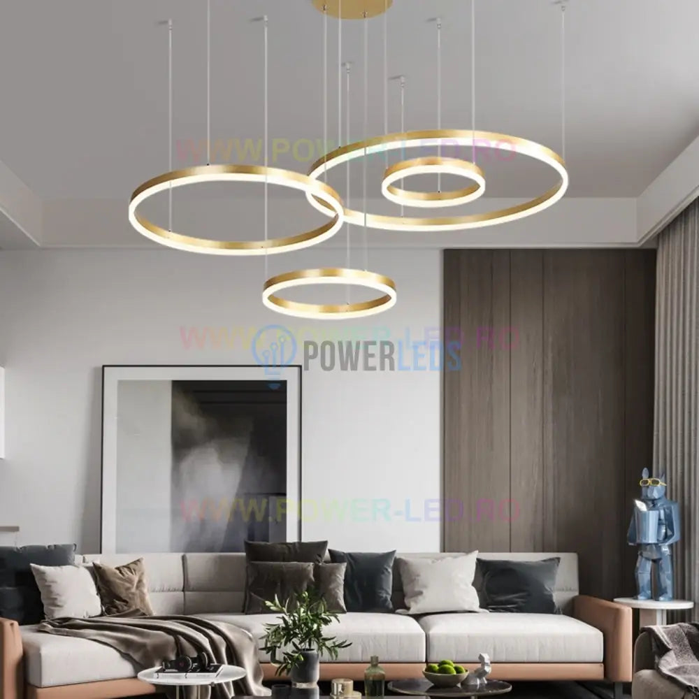 Lustra Led 226W Wonderland Gold 4 Segmente Mobile Telecomanda Lighting Fixtures