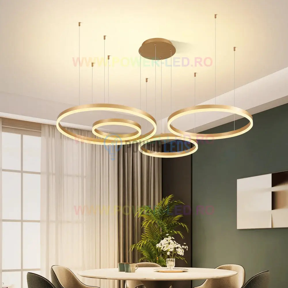 Lustra Led 226W Wonderland Gold 4 Segmente Mobile Telecomanda Lighting Fixtures