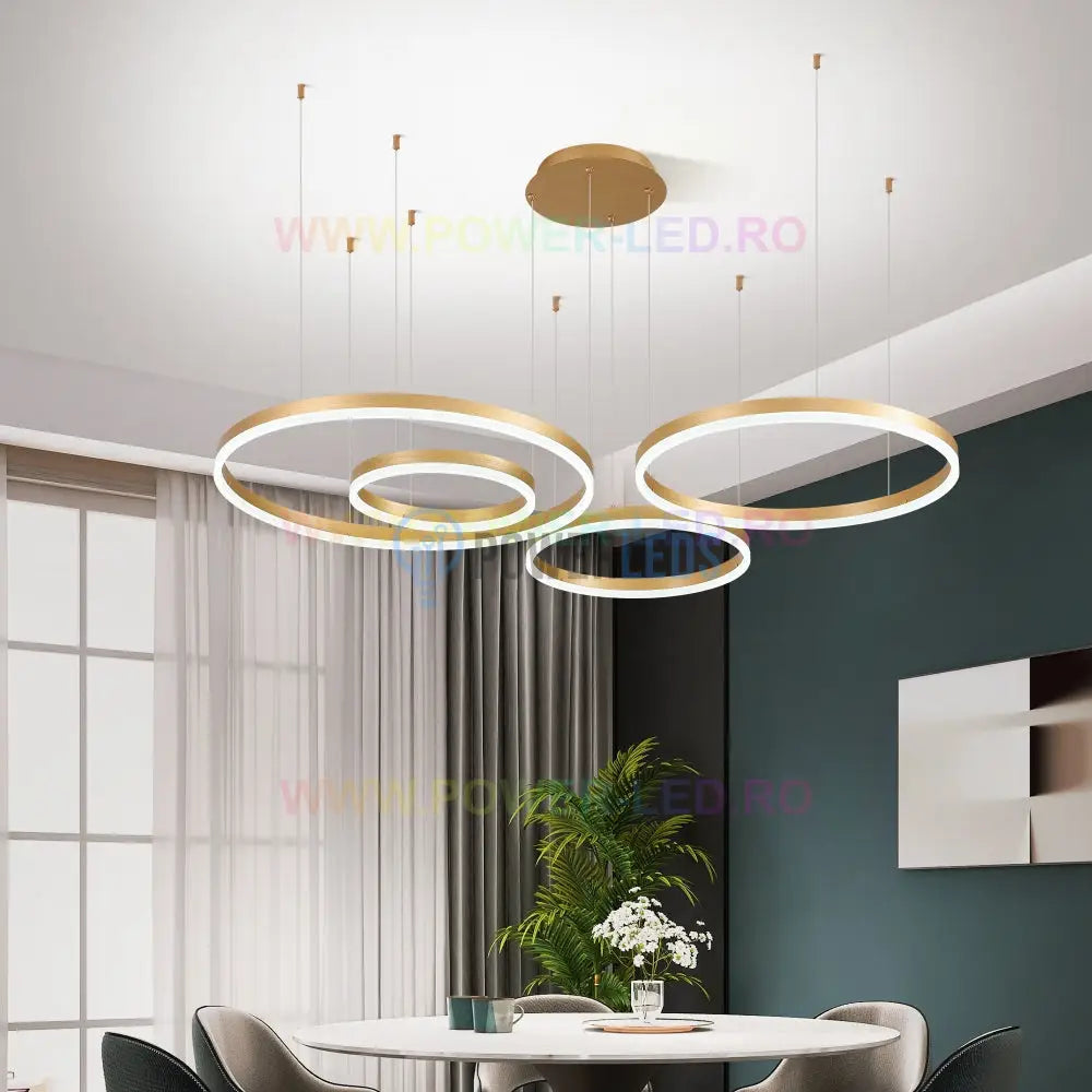 Lustra Led 226W Wonderland Gold 4 Segmente Mobile Telecomanda Lighting Fixtures