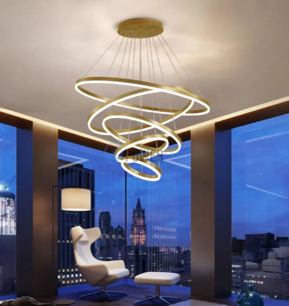 Lustra Led 370W Wonderland Gold 5 Segmente Telecomanda Chandeliers