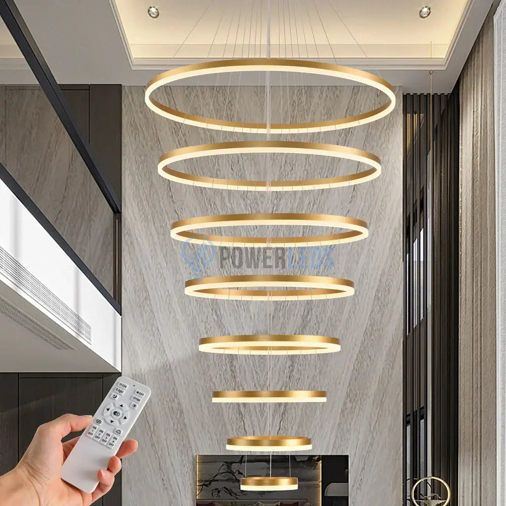 Lustra Led Wonderland Luxury Gold 8 Segmente Echivalent 3000W Telecomanda Chandeliers