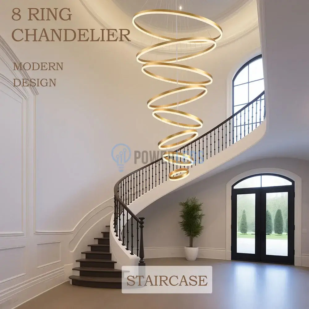 Lustra Led Wonderland Luxury Gold 8 Segmente Echivalent 3000W Telecomanda Chandeliers