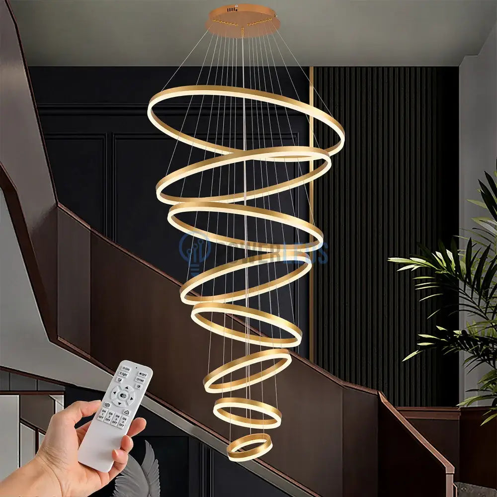 Lustra Led Wonderland Luxury Gold 8 Segmente Echivalent 3000W Telecomanda Chandeliers